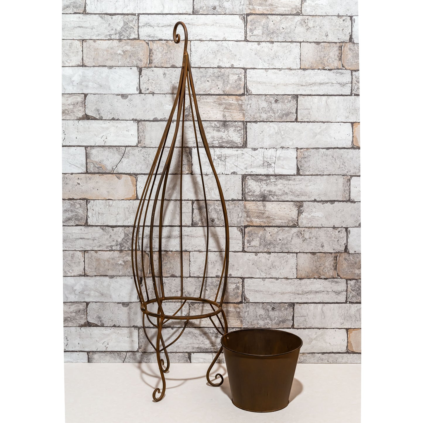 ガーデニング雑貨 アイアン製 プランター 鉢カバー ロングコクーン ポットを外したところ