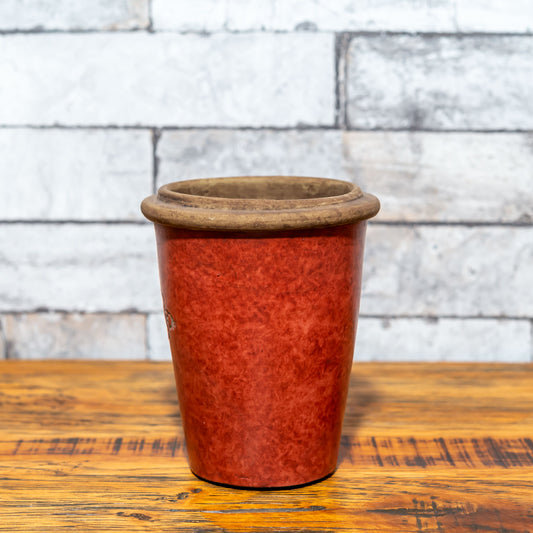 ガーデニング雑貨 陶器 ジャルダン ボタニークベース プランター(鉢カバー)ステインレッド 正面