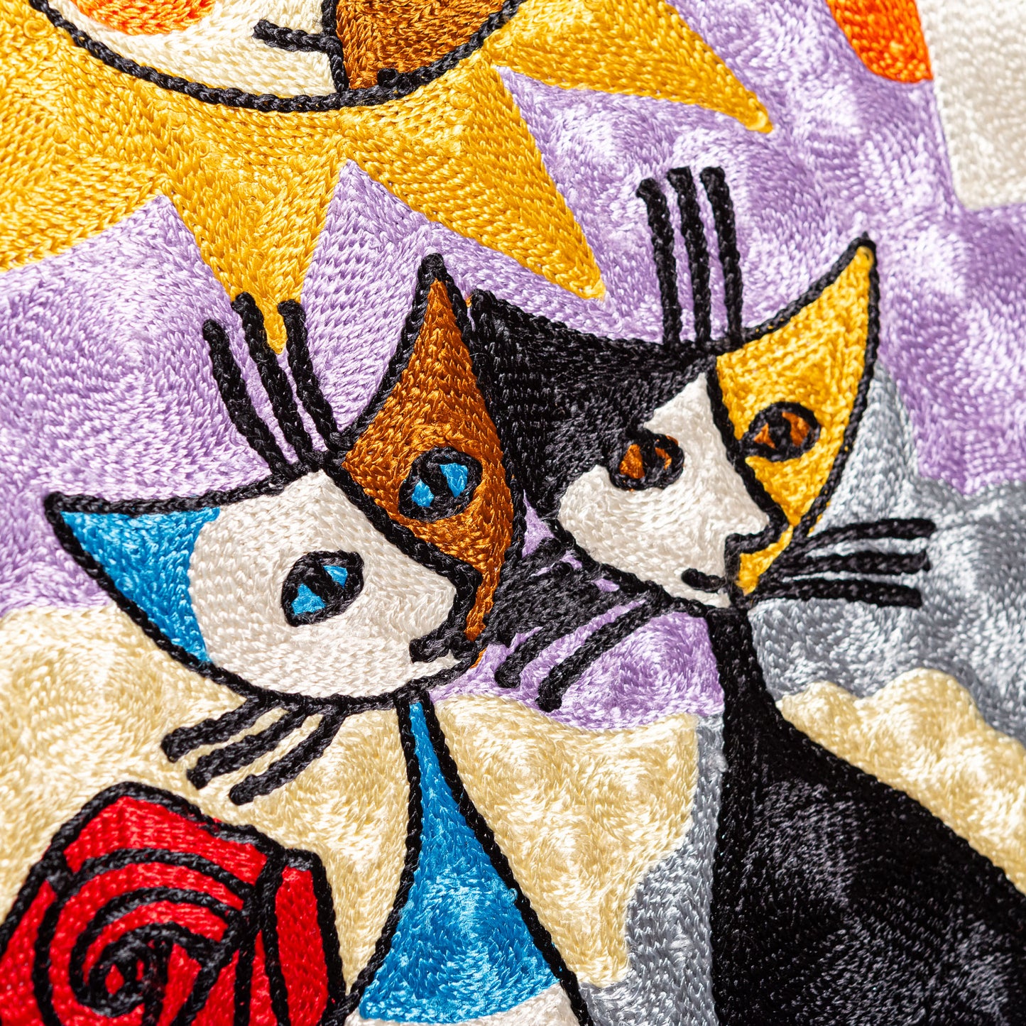 ロジーナ・ヴァハトマイスター 刺繍額絵 2匹のロジーナキャット ピアノと一緒 アップ4