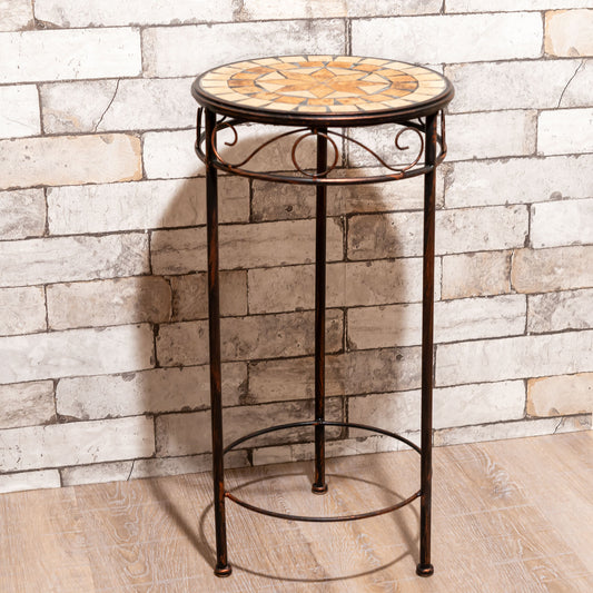 ガーデニング雑貨 アイアン製 モザイクタイル プランタースタンド 花台 正面