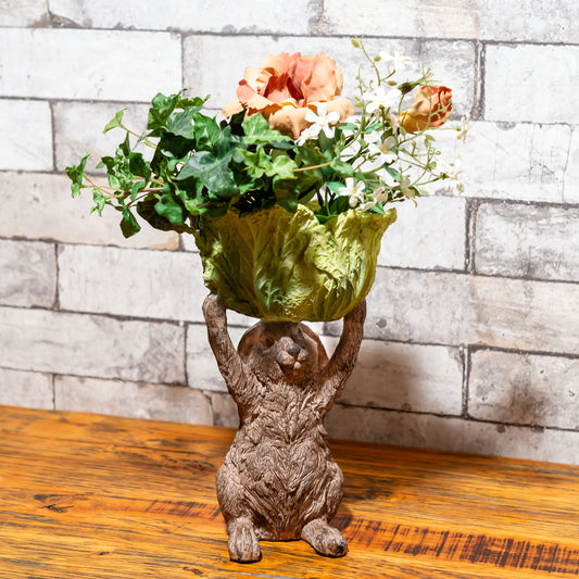 ガーデニング雑貨 樹脂・レジン製 置物 キャベツ トップヘッド ウサギ型 プランター
フラワーアレンジ例