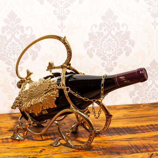 イタリア製 真鍮 ブラス ワインホルダー ボトル装着例2