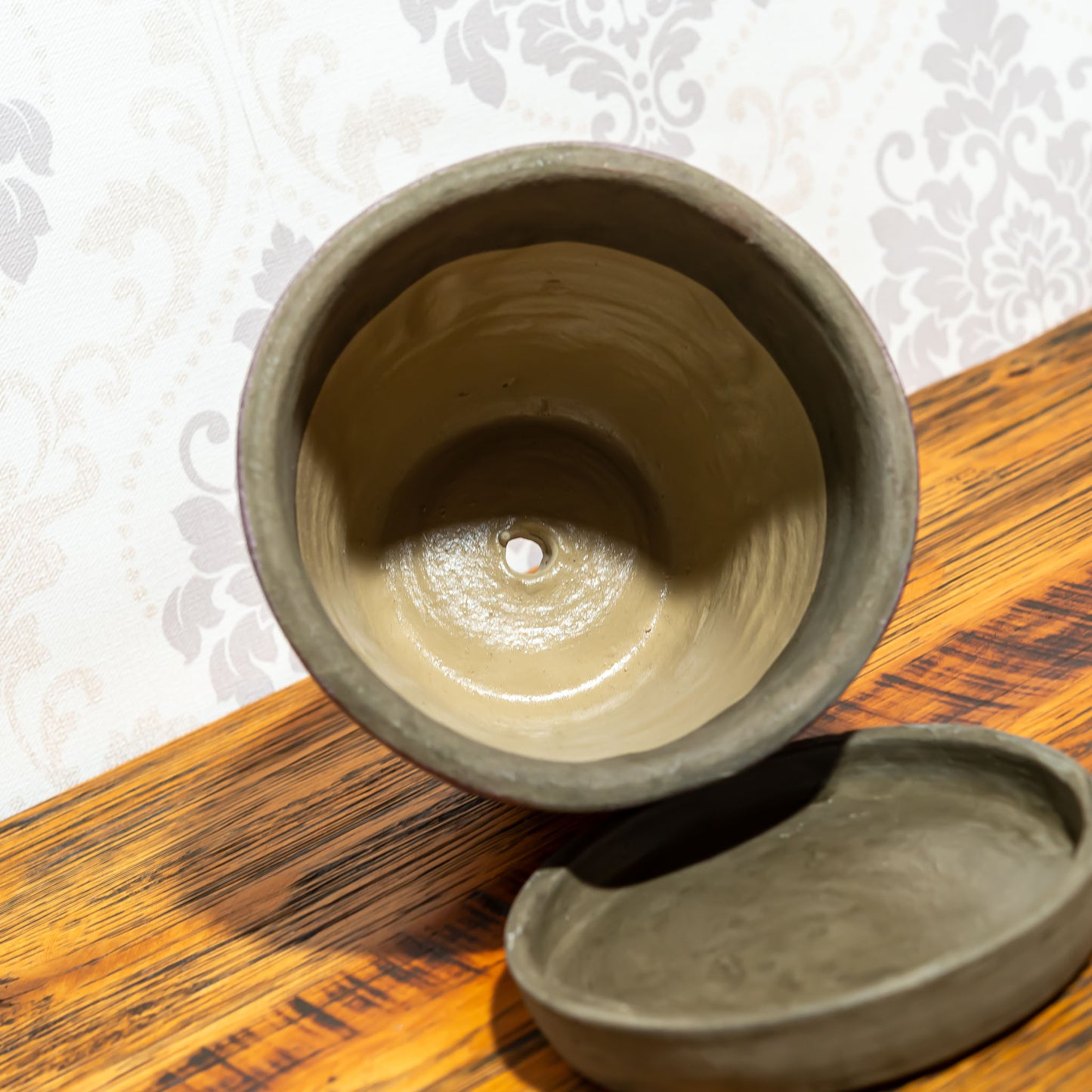 ガーデニング雑貨 テラコッタ製 フルール プランター 鉢カバー ディープパープル 内側