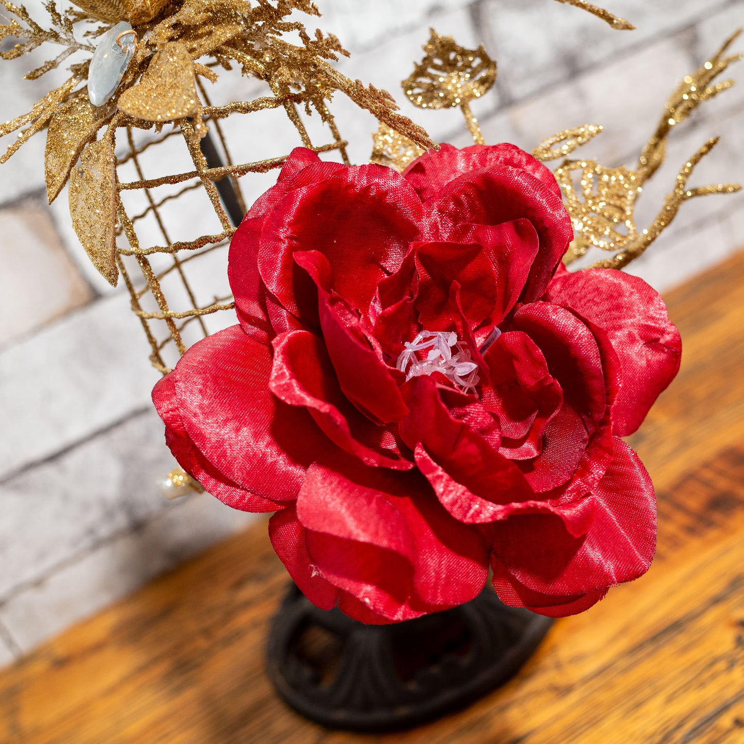 ナイロン製 バードケージ型オーナメント レッド アップ3