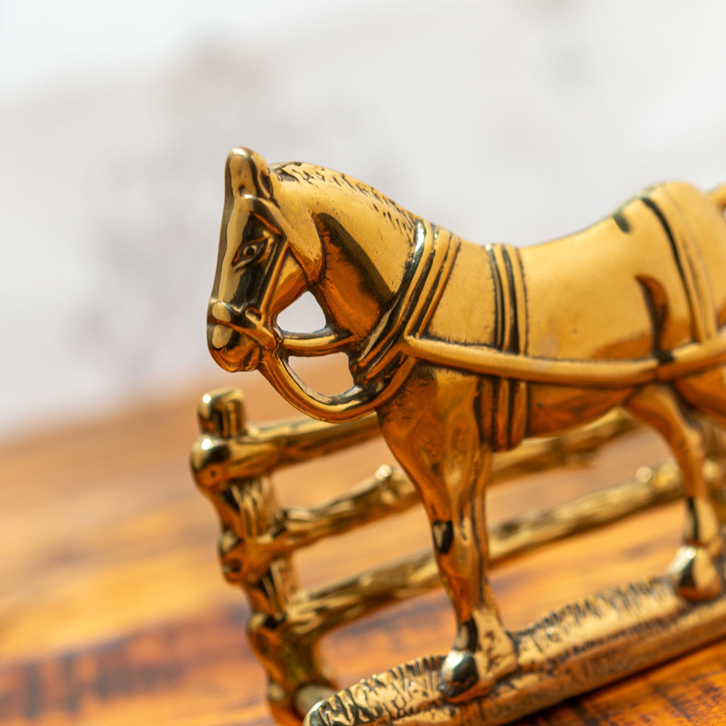 イタリア製 真鍮 ブラス カードホルダー ホース 馬の顔のアップ
