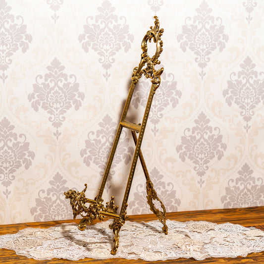 イタリア製 真鍮 ブラス イーゼル プレートスタンド 皿立て LLサイズ 右横