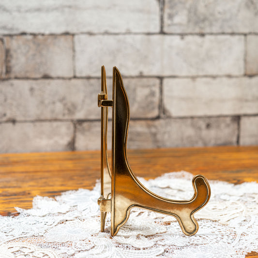 イタリア製 真鍮 ブラス イーゼル プレートスタンド 皿立て Mサイズ 左横