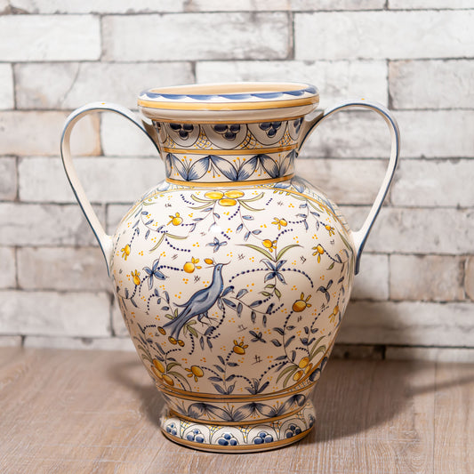 【アウトレット】ポルトガル製 陶器 両手付き飾り壷 正面