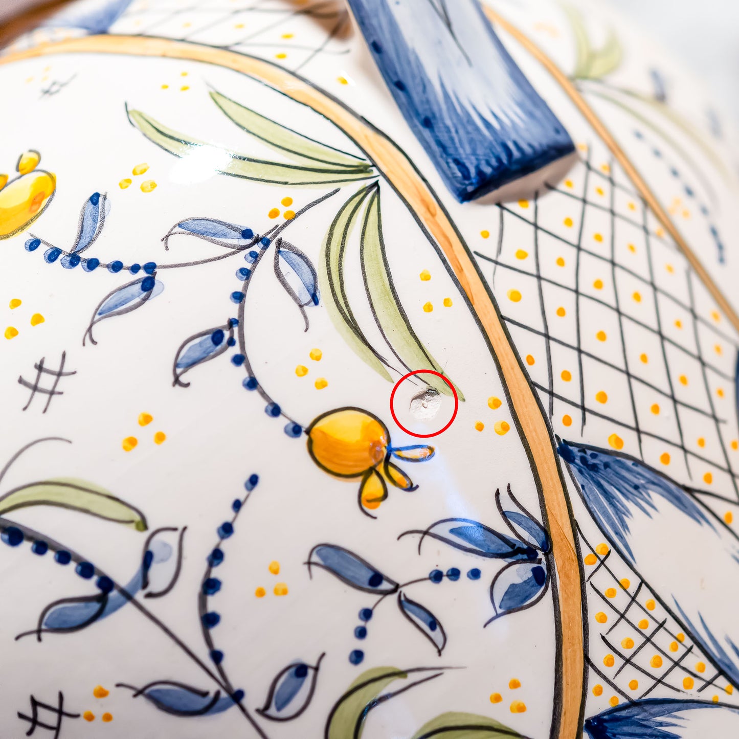 【アウトレット】ポルトガル製 陶器 両手付き飾り壷 傷アップ