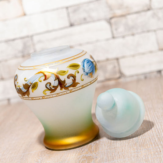 イタリア製 gipar ジパール 蓋付き壺型 ガラスベース フタを外したところ