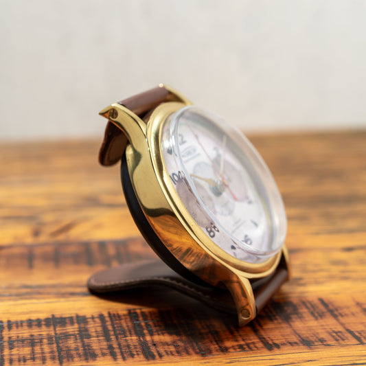 TIMEWORKS タイムワークス BY UTTERMOST 真鍮 ブラス 腕時計型 アラーム付き置き時計 左横