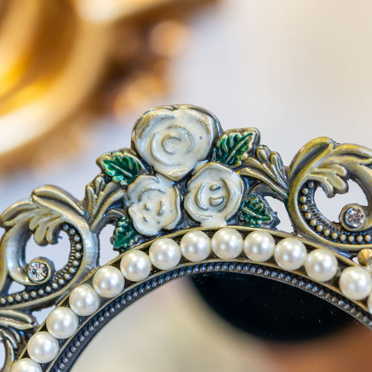 メタル製 スタンドミラー 卓上鏡 オヴァーレ 楕円形 アップ