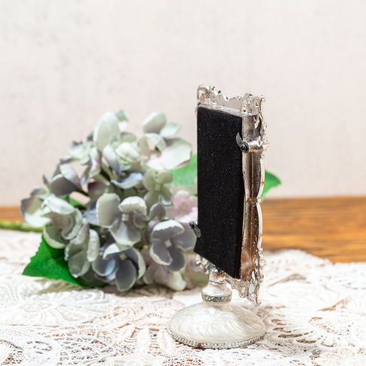 ピューター合金製 ラインストーン付きフォトフレーム 写真立て モンシェリー 左横