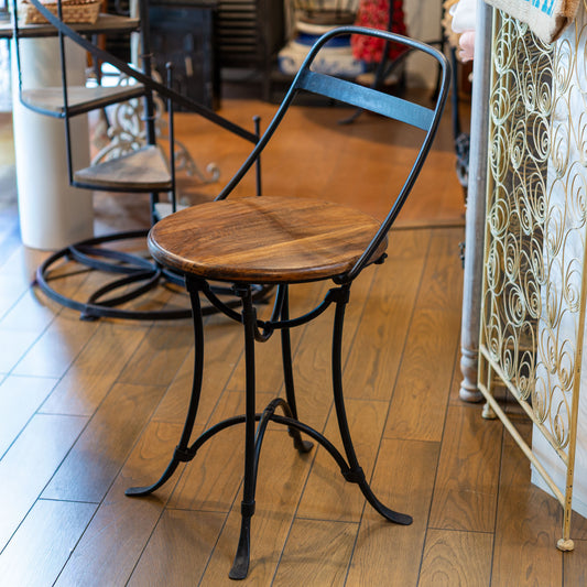 アイアン&ウッド製 ローバックレスト チェアー 右横