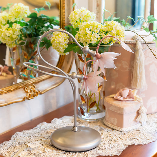 イタリア製 ムラーノガラス ピンクシェード テーブルライト 卓上照明 左横