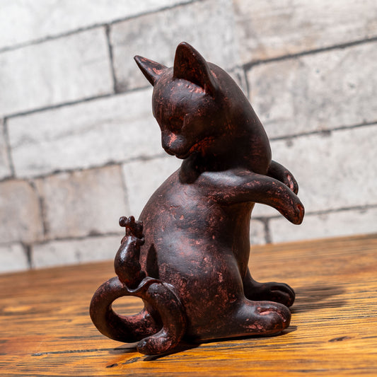 樹脂・レジン製 置物 Rust 猫ちゃん型 キャット&マウス 左横
