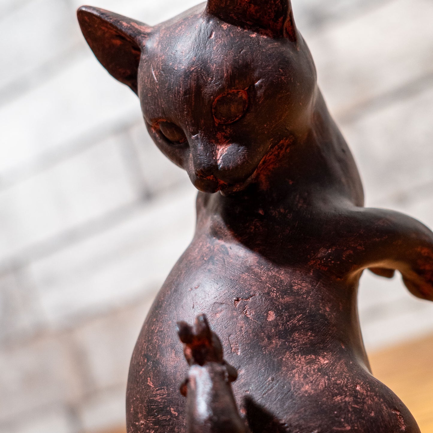 樹脂・レジン製 置物 Rust 猫ちゃん型 キャット&マウス アップ3