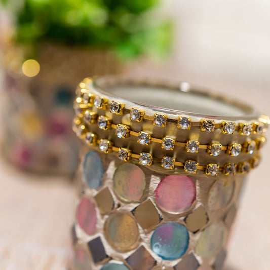 ガラス花瓶・フラワーベース モザイクリムベース ビー玉 アップ