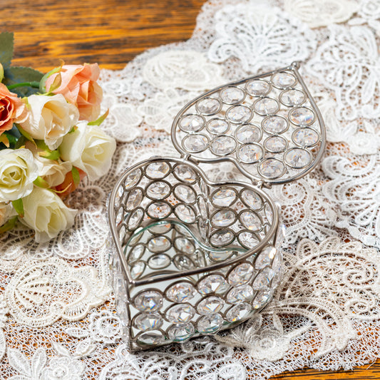 スチール製 ハート型 ミラー付きコレクションボックス 蓋を開けたところ