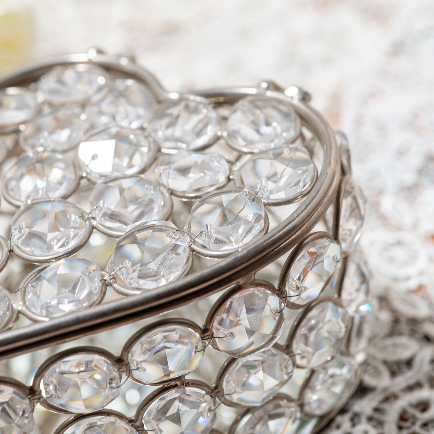 スチール製 ハート型 ミラー付きコレクションボックス アップ