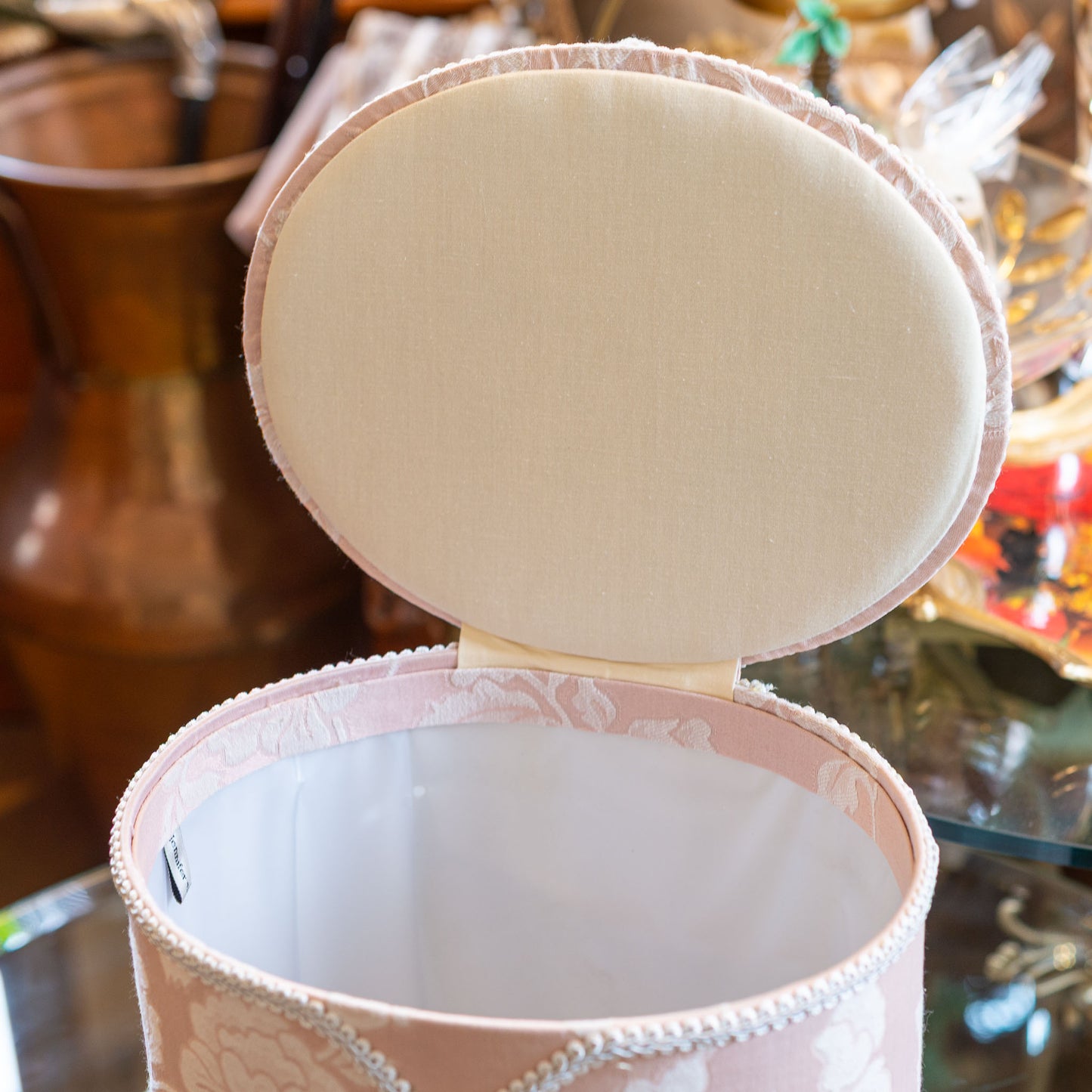 ジェニファーテイラー Jennifer Taylor ダストボックス ゴミ箱 Heirloom pink エアルームピンク 2個セット フタを開けたところ