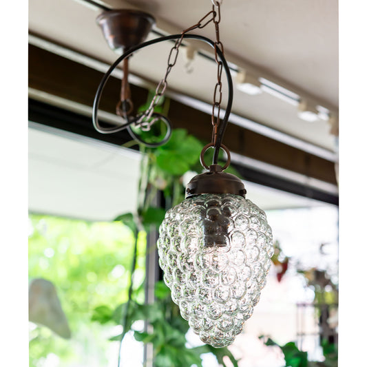 メタル製照明 シャンデリア ペンダントガラスライト グレープ クリア 正面2