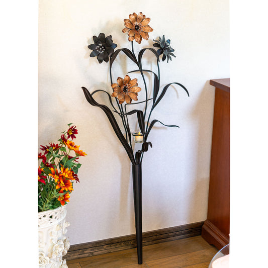 アイアン製 壁掛け ガラスカップ付き ウォール フラワーベース 正面2