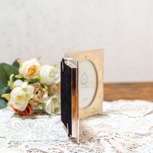 ピューター合金製 リエール ダブルウィンドウフォトフレーム 写真立て アイボリー 左横