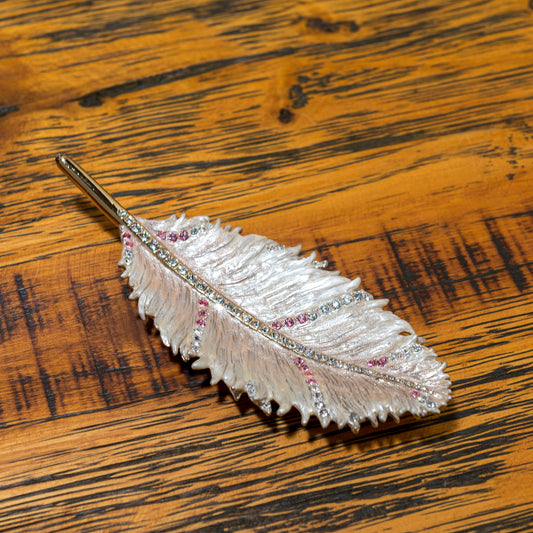 ピューター置物 トレイ ピンクフェザー 上面