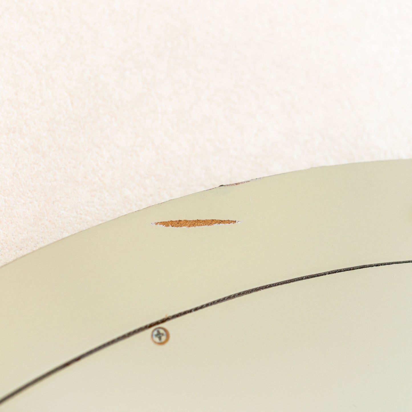 【アウトレット】木製 ハンドペイント 円形ウォールミラー 壁掛け鏡 ブルーローズ 傷あり部分