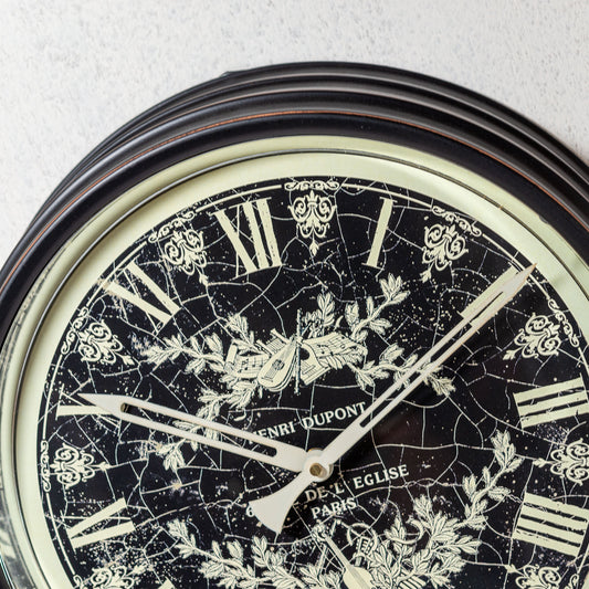 掛け時計 アイアン製 HENRI DUPONT CLOCK ブラック アップ