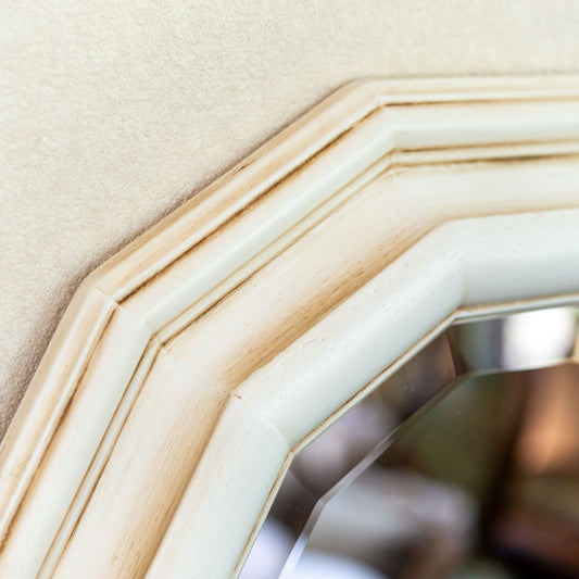 【アウトレット】イタリア製 木製 ハンドペイント ロングウォールミラー アイボリー フレームアップ