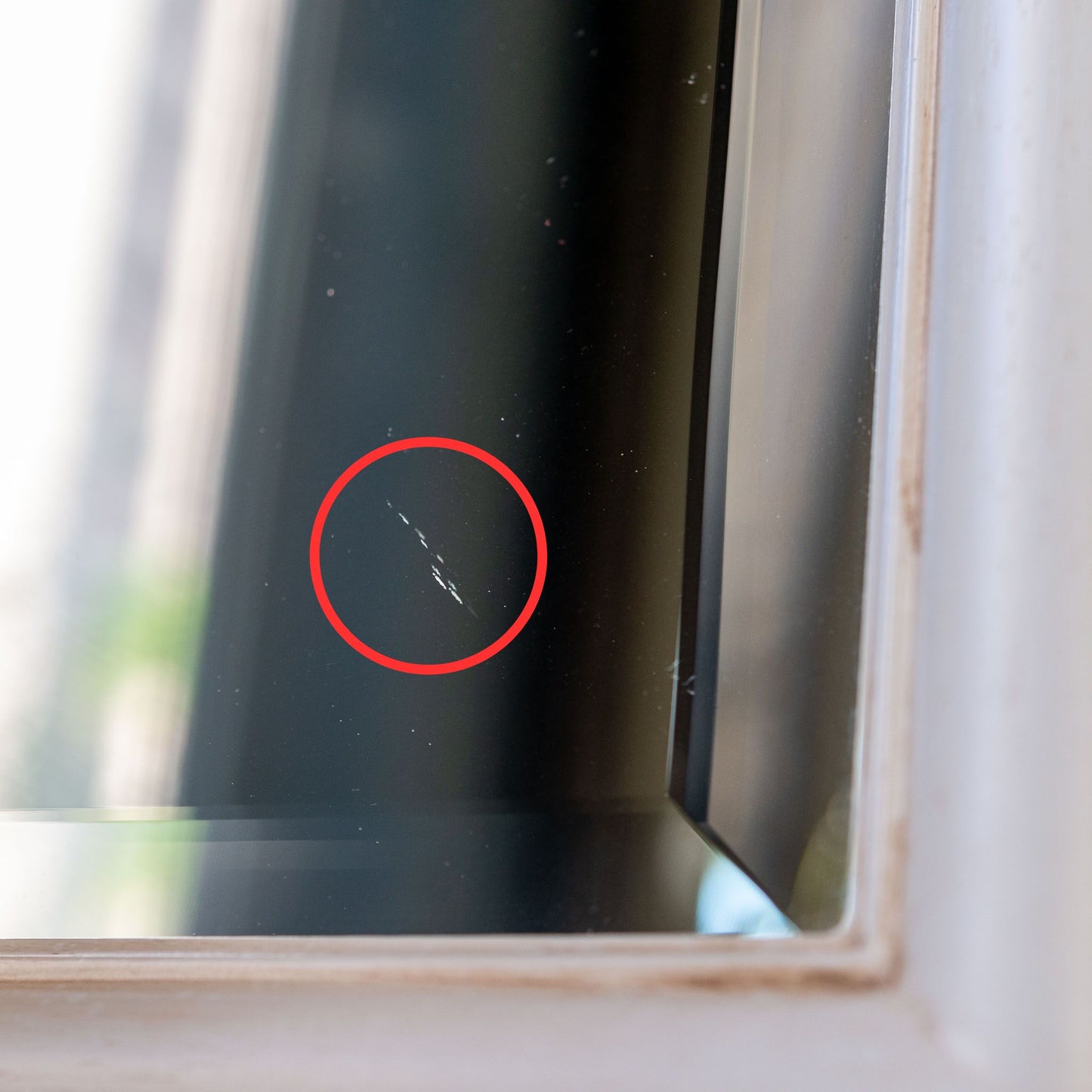 【アウトレット】イタリア製 木製 ハンドペイント ロングウォールミラー アイボリー 傷あり部分