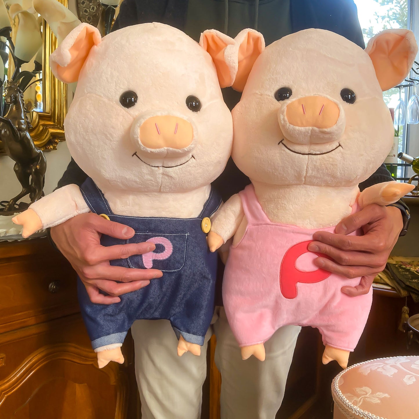 内藤デザイン研究所 ぬいぐるみ ぷーとん LLサイズ ピンク 抱っこしたところ