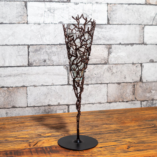 アイアン製 Coral(珊瑚)モチーフ スタンド ガラス花瓶・フラワーベース 正面