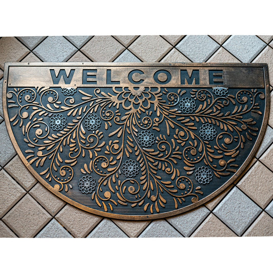 天然ゴム ドアマット 半円型 ラバー玄関マット プランツ 正面