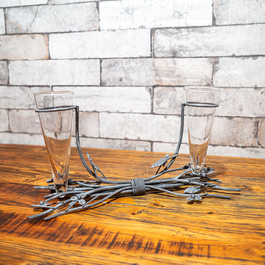 アイアン製 ガラス花瓶・フラワーベース ツイング 2ベース 正面