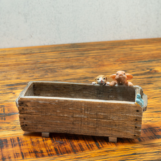 樹脂・レジン製 置物 ミニチュアサイズ フラワーポット アニマルオブジェ ピッコロ 正面