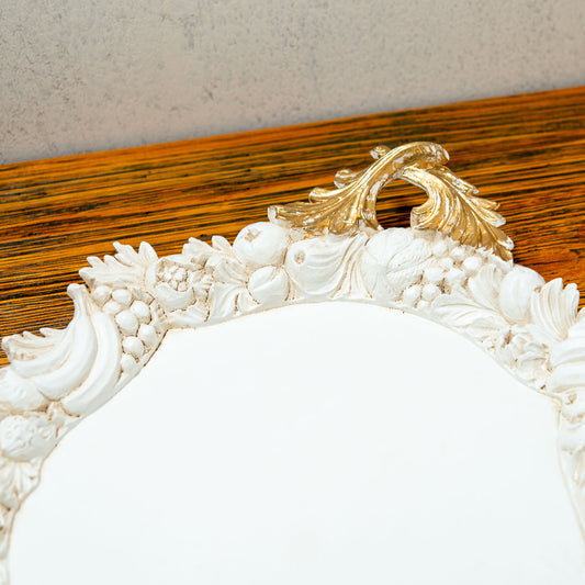 イタリア製 フィレンツェ 樹脂・レジン製 フルーツモチーフ 持ち手付きトレー アイボリー アップ