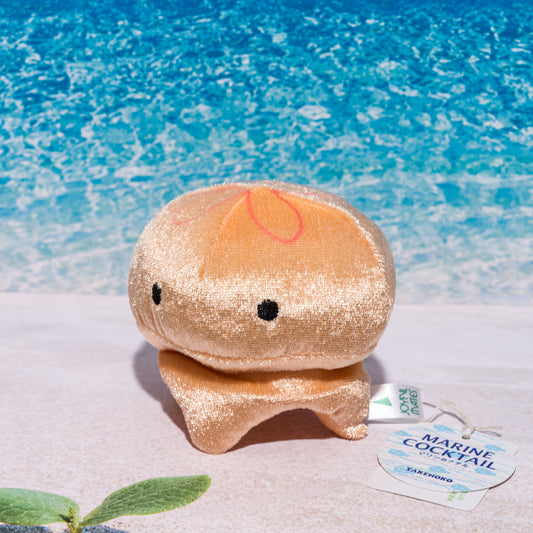 たけのこ TAKENOKO ぬいぐるみ パールクラゲ (押笛入) 薄オレンジ 80811 左横から