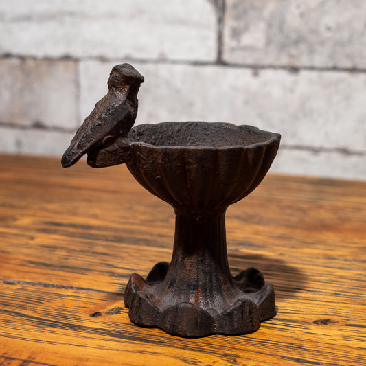 アイアン製 置物 小鳥モチーフ付き 飾りボウル 正面