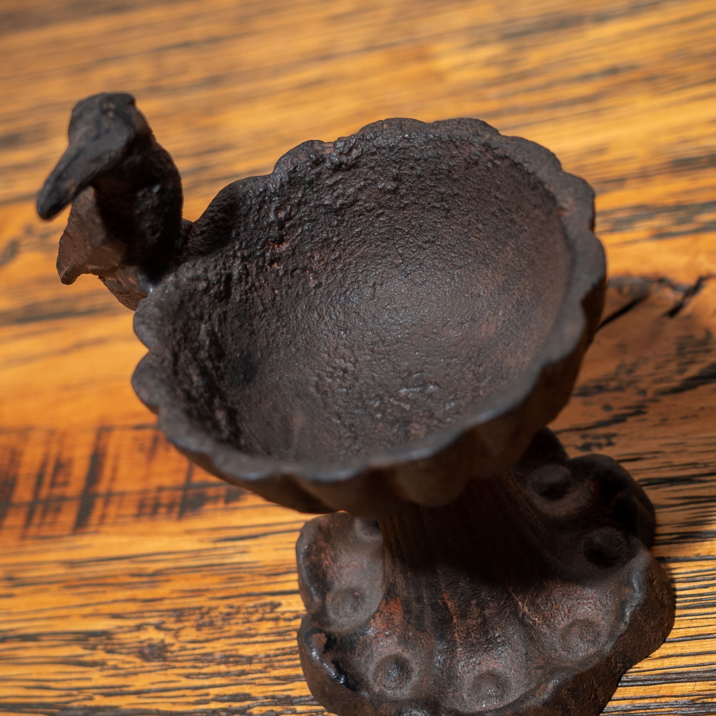 アイアン製 置物 小鳥モチーフ付き 飾りボウル ボウル内部