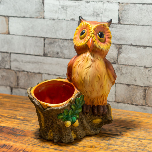 【アウトレット】ガーデニング雑貨 ポルトガル製 テラコッタ フクロウポット プランター 鉢カバー 正面