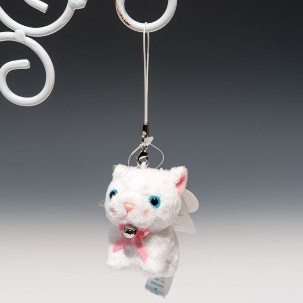 たけのこ TAKENOKO ぬいぐるみ フォンテーヌストラップ ネコ(白)の正面