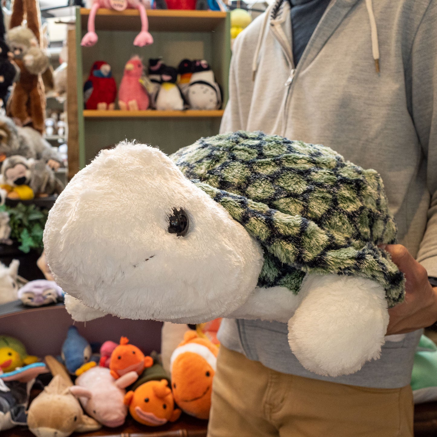 CUTE キュート販売 ぬいぐるみ アストラカメ LL グリーン M0294 持ったところ