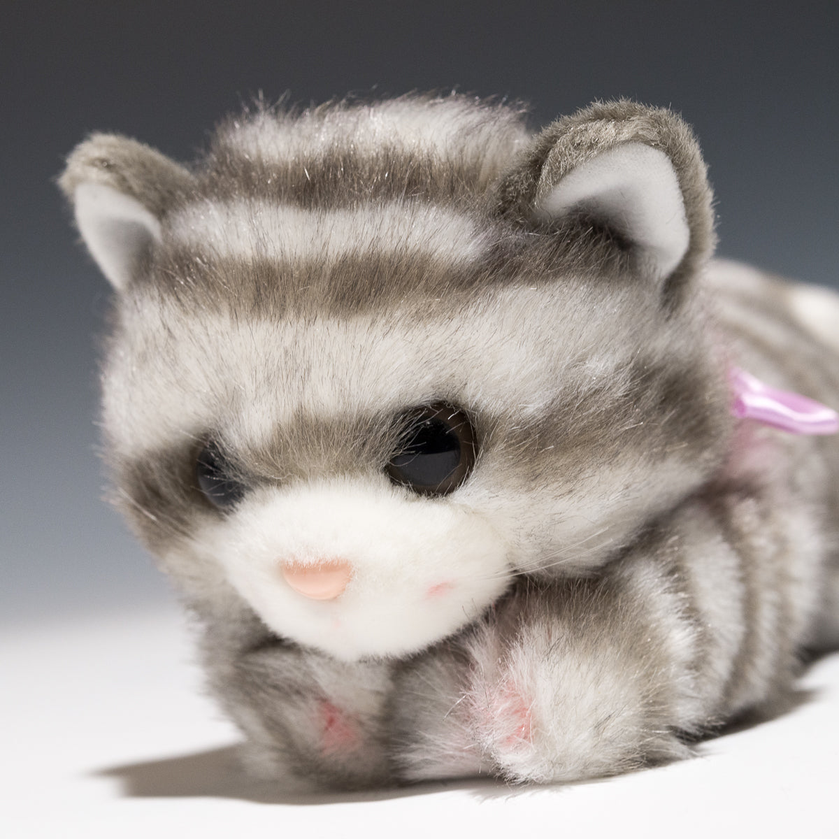 たけのこ TAKENOKO ぬいぐるみ リボンネコ グレーネコ 15782 左横顔