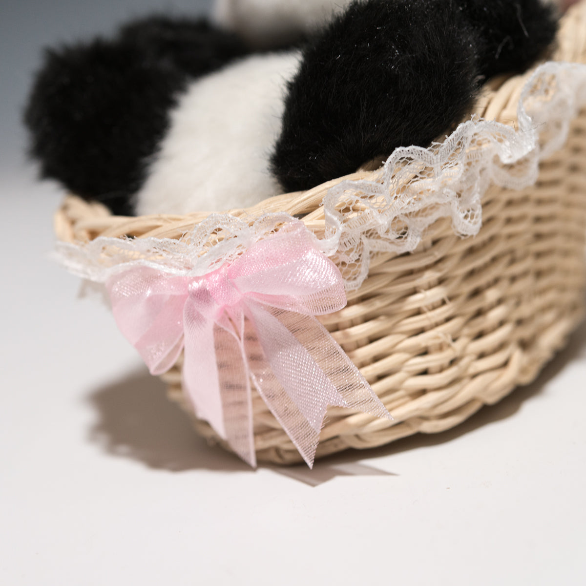 たけのこ TAKENOKO ぬいぐるみ パンダ赤ちゃん カゴ入りのリボン