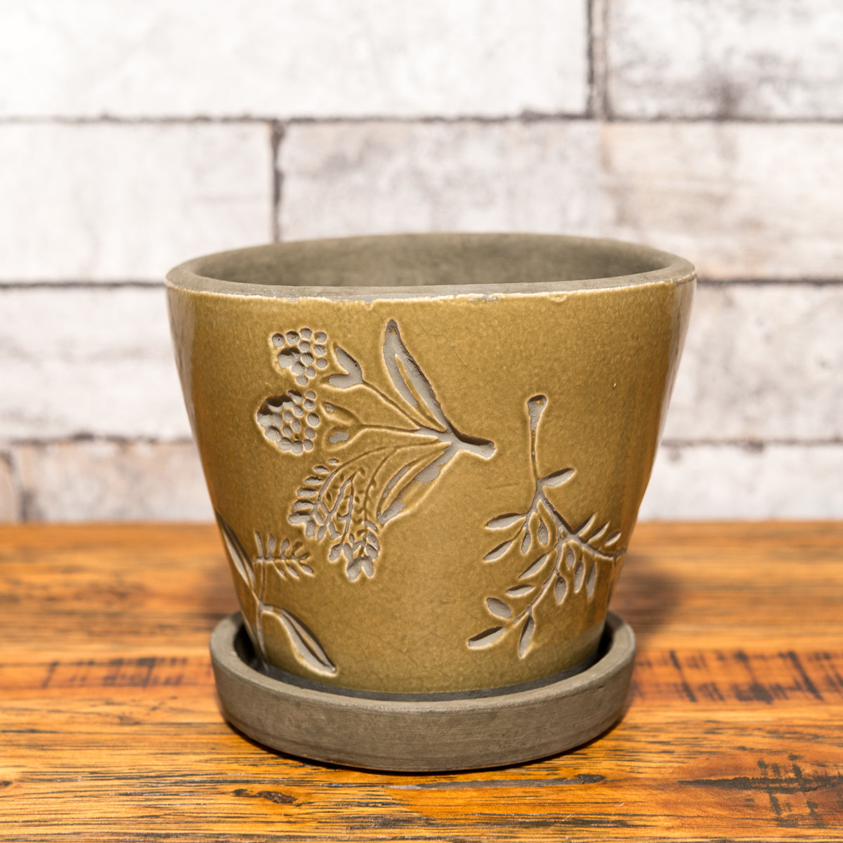 フルール Pot & Saucer(Celadon Green)の正面