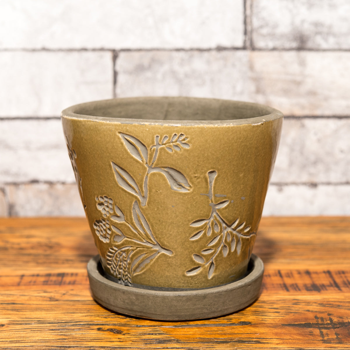フルール Pot & Saucer(Celadon Green)の正面2