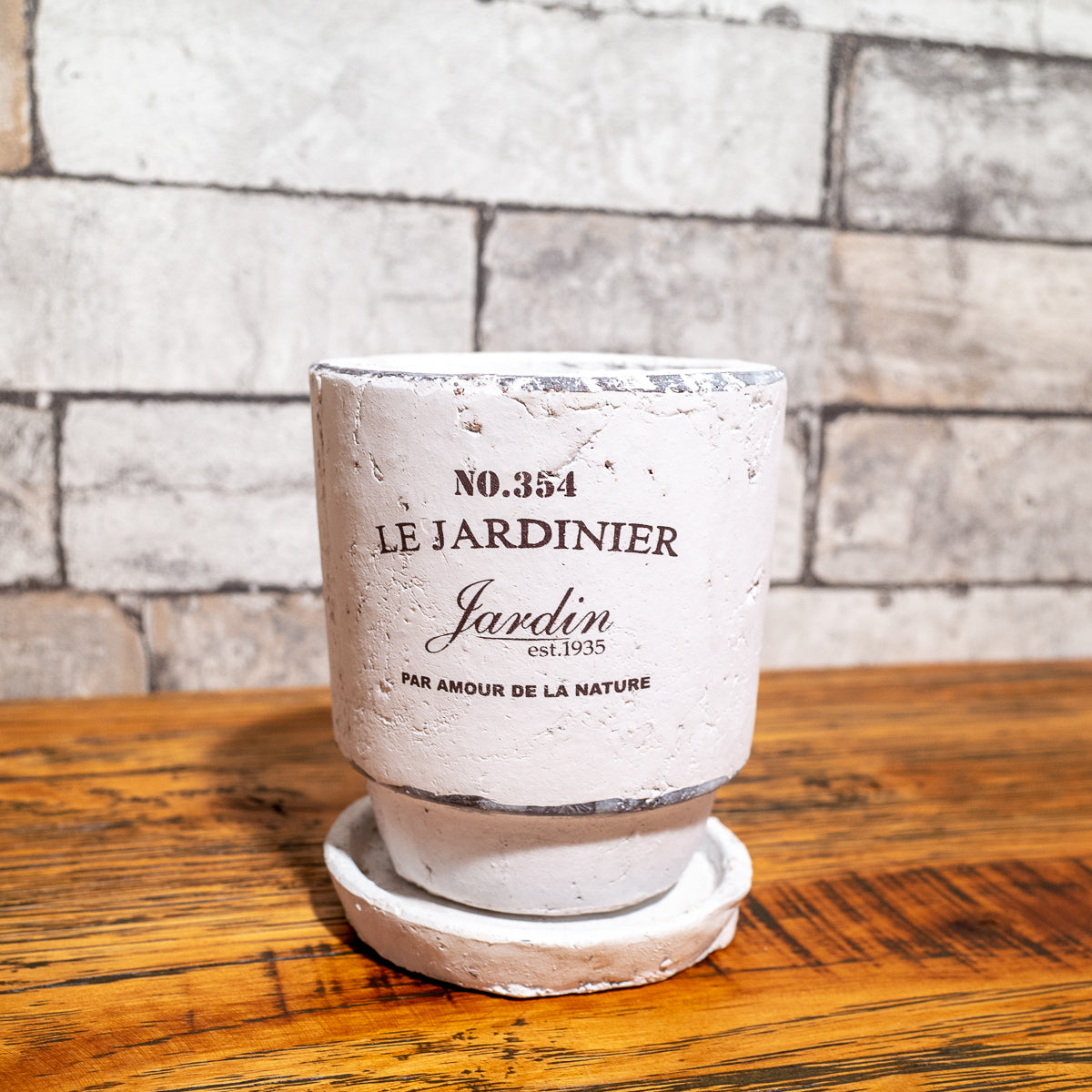 ジャルダン Pot & Saucer M (White)の正面